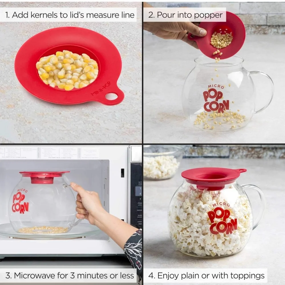 Glass Microwave Popcorn Popper 3 Quart
